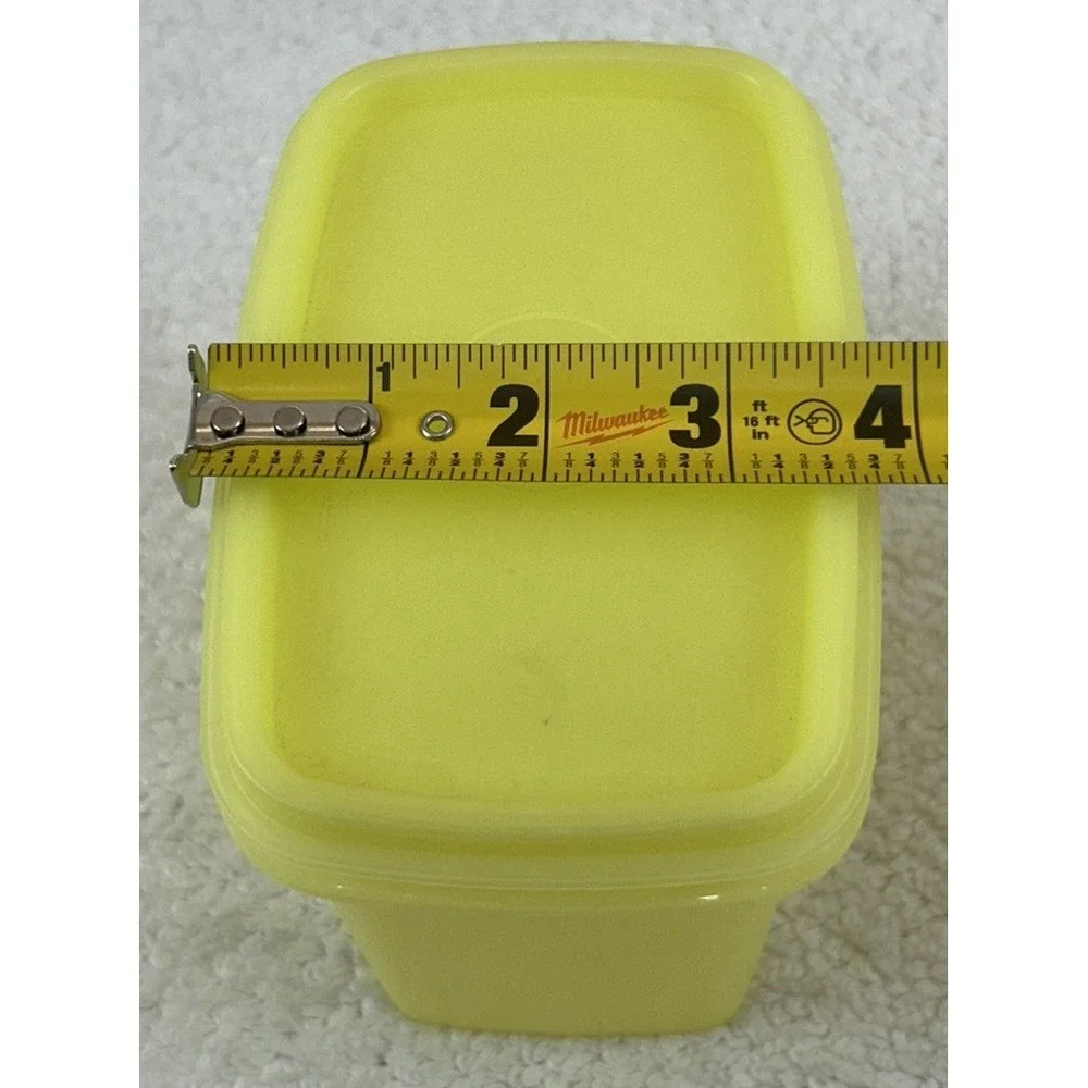 2 Vintage Tupperware Yellow Shelf Saver Storage Containers w/ Lids #1243 **EUC**